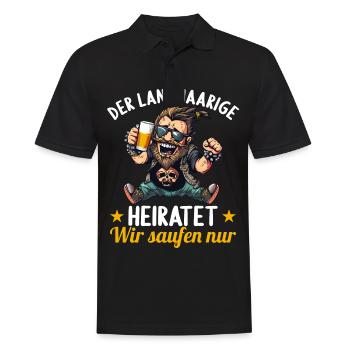 the long-haired man marries bachelor party bachelor party - Men's Polo Shirt - black - Front - Kai (181cm)