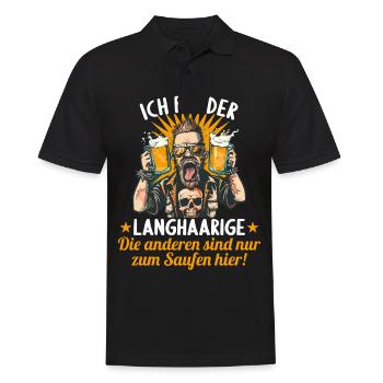 the long-haired man marries bachelor party bachelor party - Men's Polo Shirt - black - Front - Kai (181cm)