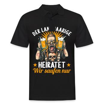 the long-haired man marries bachelor party bachelor party - Men's Polo Shirt - black - Front - Kai (181cm)