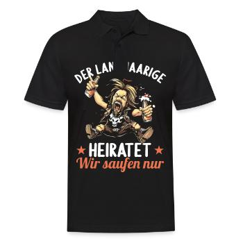 the long-haired man marries bachelor party bachelor party - Men's Polo Shirt - black - Front - Kai (181cm)