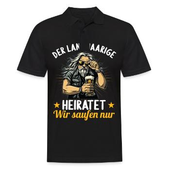 the long-haired man marries bachelor party bachelor party - Men's Polo Shirt - black - Front - Kai (181cm)
