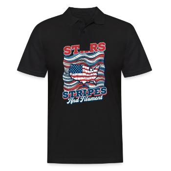Patriotischer 3D-Druck mit Sternen, Streifen und Filament - Männer Poloshirt - Schwarz - Vorne - Kai (181cm)