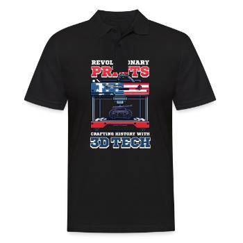Patriotic 3D Printing Crafting History with 3D Tec - Men's Polo Shirt - black - Front - Kai (181cm)