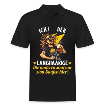 the long-haired man marries bachelor party bachelor party - Men's Polo Shirt - black - Front - Kai (181cm)