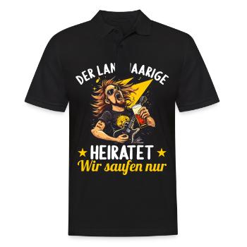 the long-haired man marries bachelor party bachelor party - Men's Polo Shirt - black - Front - Kai (181cm)