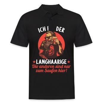 the long-haired man marries bachelor party bachelor party - Men's Polo Shirt - black - Front - Kai (181cm)