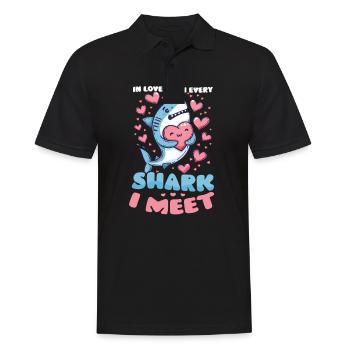 Biologist Shark Lover Love Every Shark I Meet - Men's Polo Shirt - black - Front - Kai (181cm)