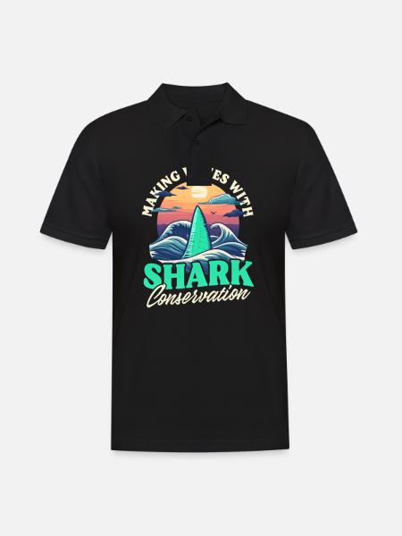 Biolog Shark Lover Waves Shark Conservation - Herre poloshirt - sort