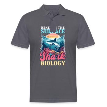 Biologiste amoureux des requins sous la surface : Shark Biolo - Polo Homme - charbon - Devant - Nico (186cm)