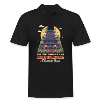 Patriotische buddhistische Erleuchtung und Unabhängigkeit - Männer Poloshirt - Schwarz - Vorne - Kai (181cm)