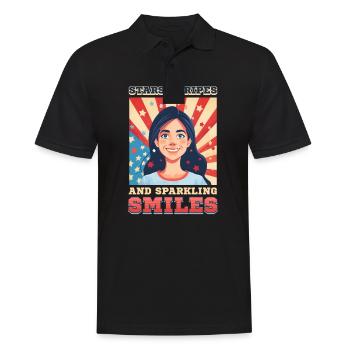 Dentiste patriotique étoiles rayures sourires pétillants - Polo Homme - noir - Devant - Kai (181cm)