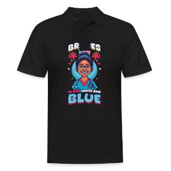 Patriotic Dentist Braces in Red, White, and Blue - Men's Polo Shirt - black - Front - Kai (181cm)