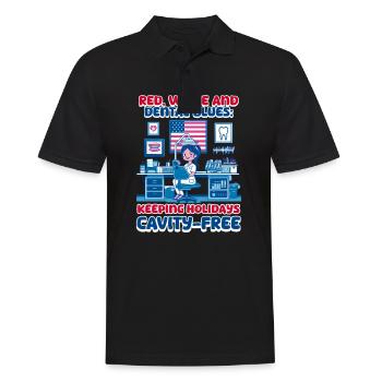 Patriotic Dentist Dental Blues Holidays Cavity-Fre - Men's Polo Shirt - black - Front - Kai (181cm)