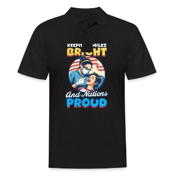 Patriotic Dentist Smiles Bright and Nations Proud - Men's Polo Shirt - black - Front - Kai (181cm)