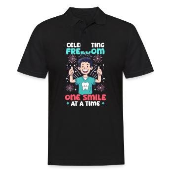 Patriotic Dentist Celebrating Freedom Smile A Time - Men's Polo Shirt - black - Front - Kai (181cm)