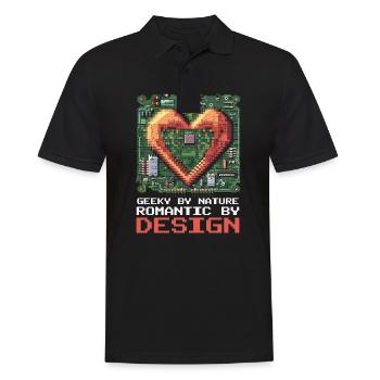 Geek Love Geeky by Nature, Romantic by Design - Men's Polo Shirt - black - Front - Kai (181cm)