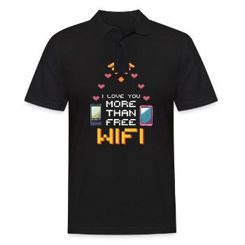 Geek Love Je t’aime plus que le Wi-Fi gratuit - Polo Homme - noir - Devant - Kai (181cm)