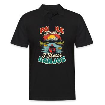 Kajakpaddeln schneller, ich höre Banjos - Männer Poloshirt - Schwarz - Vorne - Kai (181cm)
