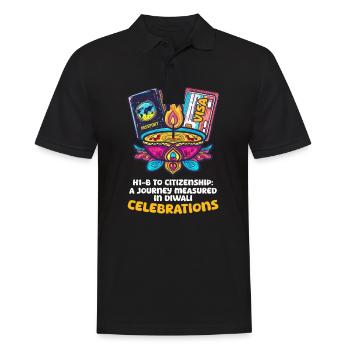 Amerikanischer Indianer H1-B zur Staatsbürgerschaft - Männer Poloshirt - Schwarz - Vorne - Kai (181cm)