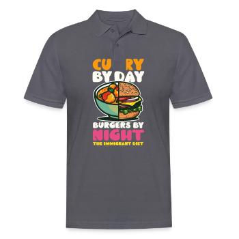 Amerikanisches Indianer-Curry bei Tag, Burger bei Nacht - Männer Poloshirt - Anthrazit - Vorne - Nico (186cm)