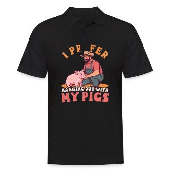 Les éleveurs de porcs préfèrent traîner avec les cochons - Polo Homme - noir - Devant - Kai (181cm)