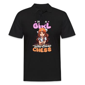 Chess Girl Loves Chess - Men's Polo Shirt - black - Front - Kai (181cm)