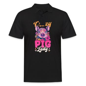 Pig Farmer Crazy Pig Lady - Men's Polo Shirt - black - Front - Kai (181cm)