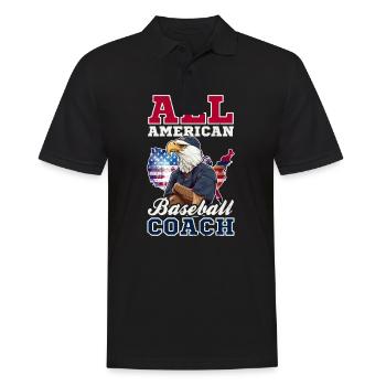 4. Juli Baseballtrainer All American Coach - Männer Poloshirt - Schwarz - Vorne - Kai (181cm)