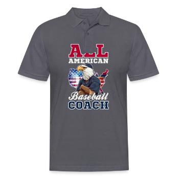 4. Juli Baseballtrainer All American Coach - Männer Poloshirt - Anthrazit - Vorne - Nico (186cm)