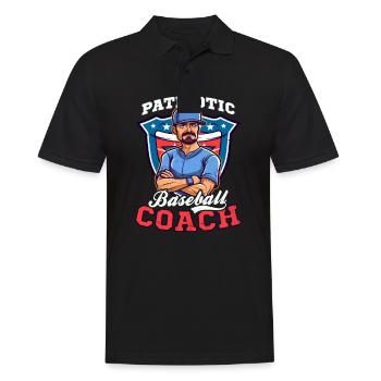 4. Juli Baseballtrainer Patriotischer Trainer - Männer Poloshirt - Schwarz - Vorne - Kai (181cm)