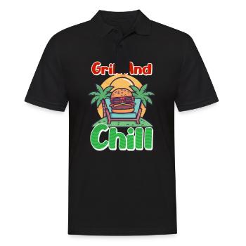 Hamburger Grillé et Chill - Polo Homme - noir - Devant - Kai (181cm)