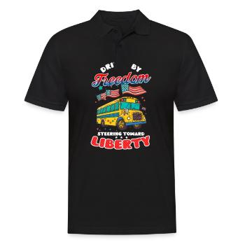 Patriotischer Busfahrer steuert in Richtung Freiheit - Männer Poloshirt - Schwarz - Vorne - Kai (181cm)