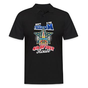 Patriotischer Busfahrer schaltet einen Gang höher für die Freiheit - Männer Poloshirt - Schwarz - Vorne - Kai (181cm)