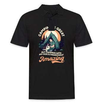 Lustiges Camping mit Hund ist pfotenhaft genial - Männer Poloshirt - Schwarz - Vorne - Kai (181cm)