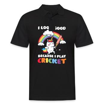 Cricket Player Look Good Because Play - Men's Polo Shirt - black - Front - Kai (181cm)