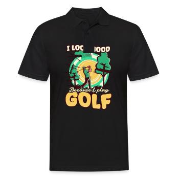 Golfen sieht gut aus, weil spielen - Männer Poloshirt - Schwarz - Vorne - Kai (181cm)
