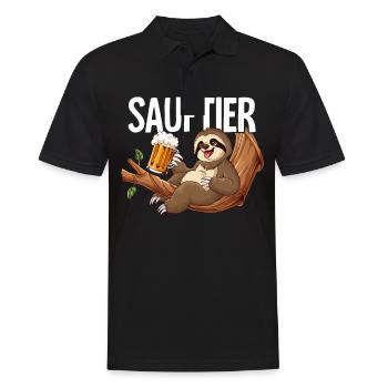 Faultier Sauftier - Männer Poloshirt - Schwarz - Vorne - Kai (181cm)