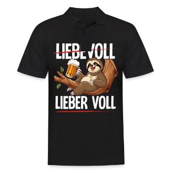 Faultier Sauftier Liebevoll Lieber Voll - Männer Poloshirt - Schwarz - Vorne - Kai (181cm)