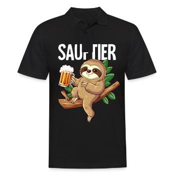 Faultier Sauftier - Männer Poloshirt - Schwarz - Vorne - Kai (181cm)
