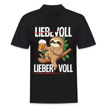 Faultier Sauftier Liebevoll Lieber Voll - Männer Poloshirt - Schwarz - Vorne - Kai (181cm)