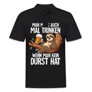 Faultier Sauftier - Männer Poloshirt - Schwarz - Vorne - Kai (181cm)