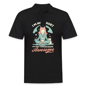 Lustiger Yoga-Liebhaber Nicht kurz Konzentriert Genial - Männer Poloshirt - Schwarz - Vorne - Kai (181cm)