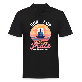 Lustige Yoga-Liebhaber Beeilen Sie sich Innerer Frieden, der nicht alles hat - Männer Poloshirt - Schwarz - Vorne - Kai (181cm)