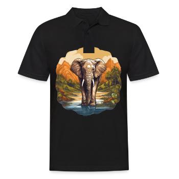 Elefanten Elefant - Männer Poloshirt - Schwarz - Vorne - Kai (181cm)