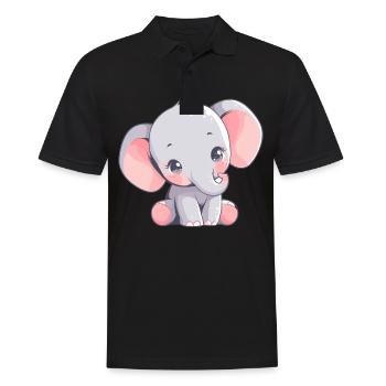 Elefanten Elefant - Männer Poloshirt - Schwarz - Vorne - Kai (181cm)