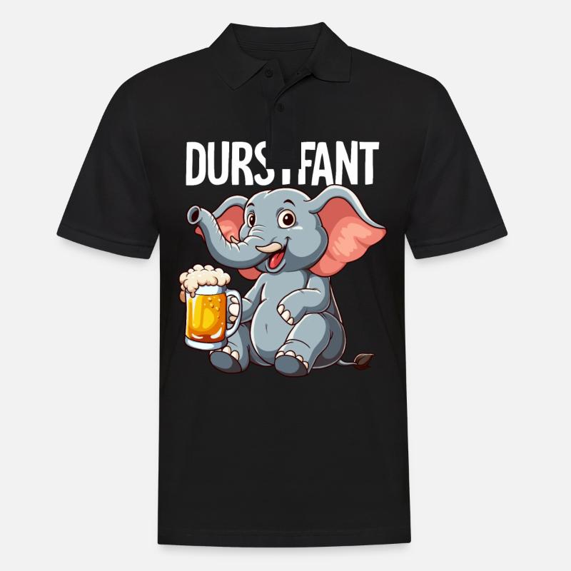 Durstfant Elefant Bier - Männer Poloshirt - Schwarz