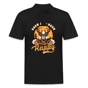 Jäger Hirsch und Bier machen glücklich - Männer Poloshirt - Schwarz - Vorne - Kai (181cm)