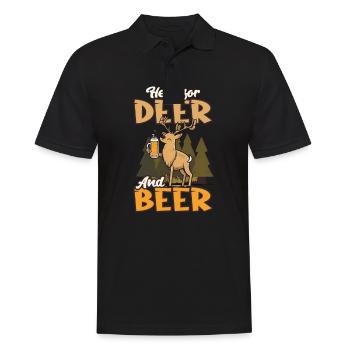 Jäger für Bier und Hirsche - Männer Poloshirt - Schwarz - Vorne - Kai (181cm)