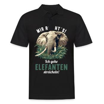 Elefanten Elefant - Männer Poloshirt - Schwarz - Vorne - Kai (181cm)