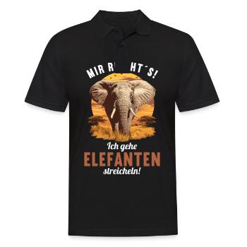 Elefanten Elefant - Männer Poloshirt - Schwarz - Vorne - Kai (181cm)